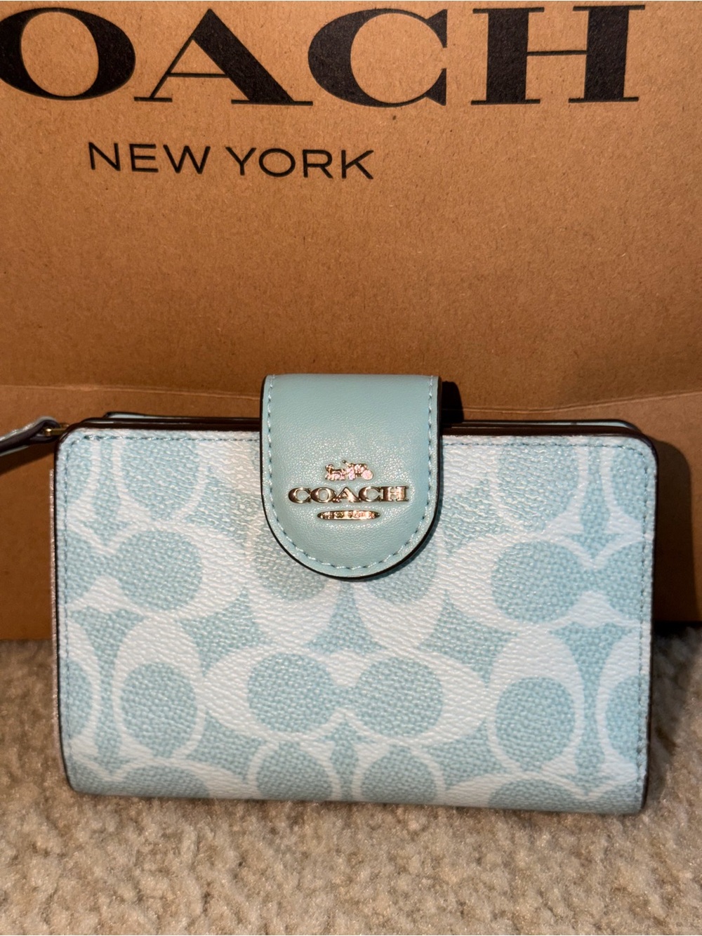 COACH Light Blue Signature Wallet